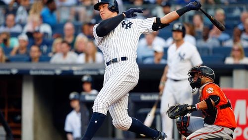The New York Yankees’ Aaron Judge leads the major leagues with 21 home runs this season. (Photo by Jim McIsaac/Getty Images)