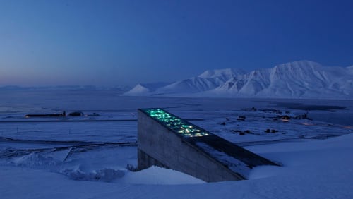 Pictured is the Svalbard Global Seed Vault in Norway.