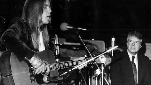 Gregg Allman was one of many celebrities to appear at fundraiser for Jimmy Carter's presidential campaign on Feb. 14, 1976. (Jerome McClendon / AJC file)
