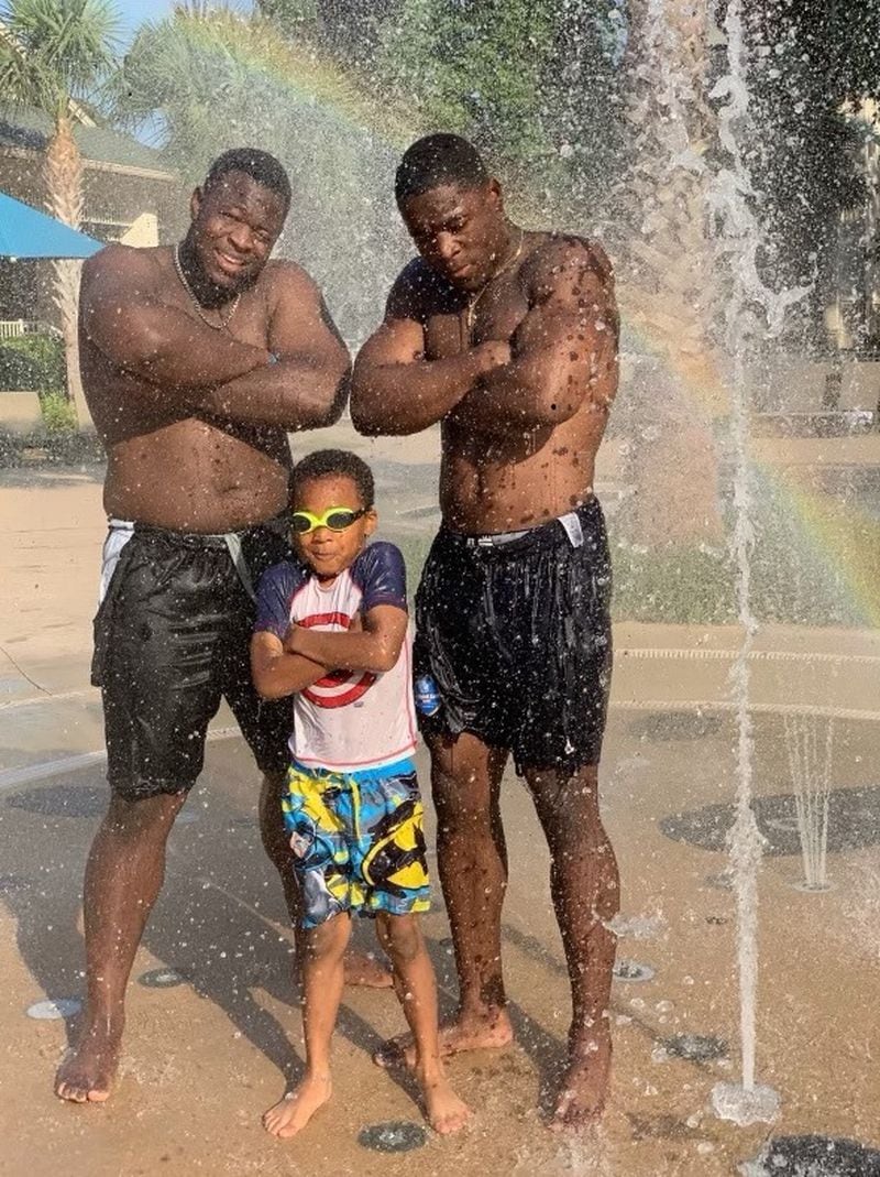 Georgia Tech wide receiver Jalen Camp (right) with his brothers Jamal (left) and Ryder (middle) in a photo taken in Hilton Head Island, S.C., in 2018. (Photo courtesy of Richard Camp)