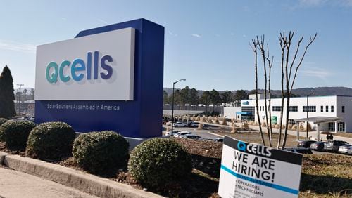 Views of Qcells solar manufacturing facility in Dalton, Ga. as seen on Tuesday, January 10, 2023.  (Natrice Miller/natrice.miller@ajc.com)  