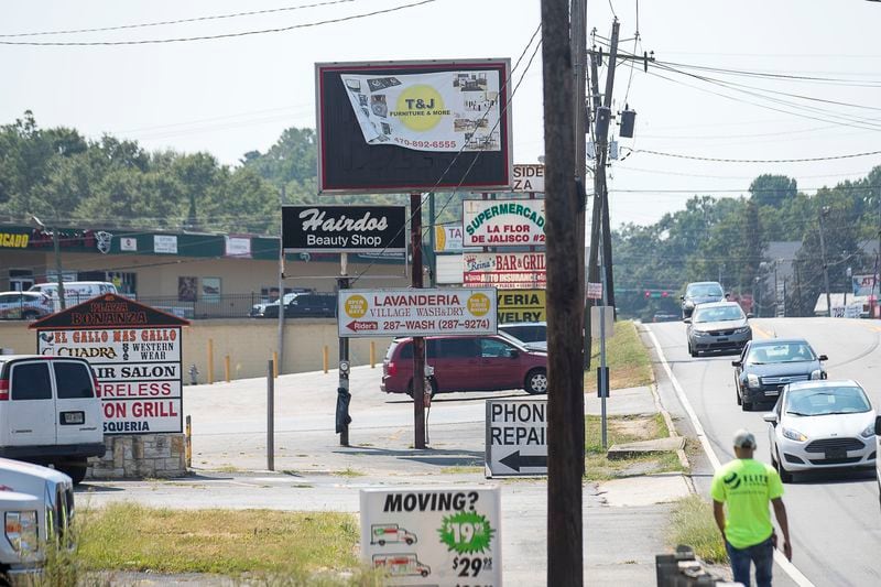 A stretch of Atlanta Highway in Gainesville has been nicknamed “Little Mexico” because of its many Latino businesses.(Alyssa Pointer/alyssa.pointer@ajc.com)