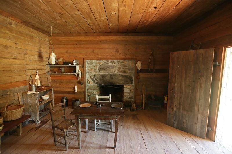 Sautee Nacoochee “African American Heritage Site”: The cabin's restoration includes this recreation of the inside furnishings. (BOB ANDRES / BANDRES@AJC.COM)