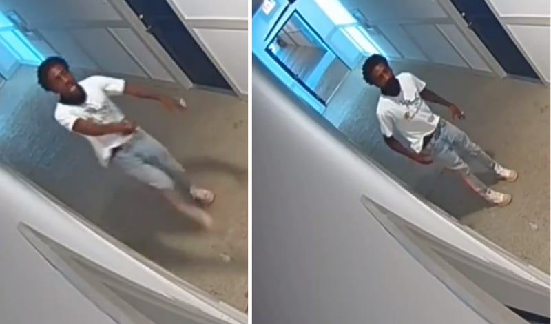 Atlanta police are seeking to identify a suspect in a Sunday afternoon homicide shown in these surveillance images. He is wanted in connection with the fatal shooting of 32-year-old Quittavious Wright at the Parkside apartments on Donald Lee Hollowell Parkway.