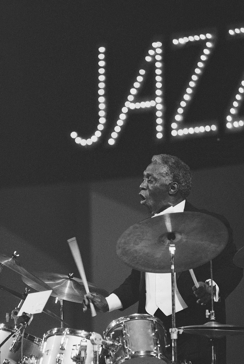 Drummer Art Blakey performs on opening night of the Kool Jazz Festival at Carnegie Hall Friday, June 27, 1981. His group is called &quot;The Jazz Messengers&quot;. (AP Photo/G. Paul Burnett)