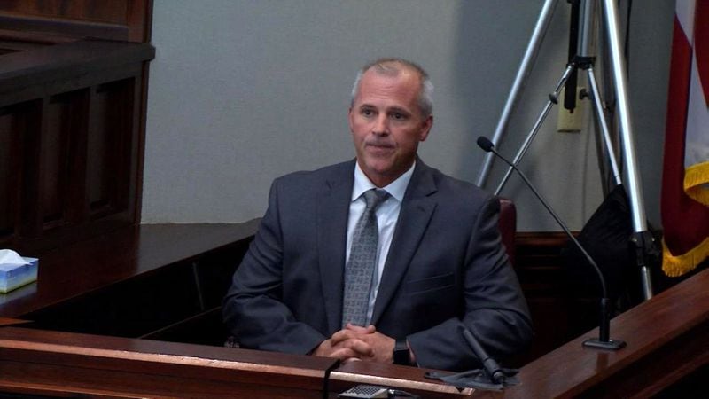 Cobb County police Capt. James Ferrell testifies at Justin Ross Harris' murder trial at the Glynn County Courthouse in Brunswick, Ga., on Wednesday, Oct. 12, 2016. (screen capture via WSB-TV)