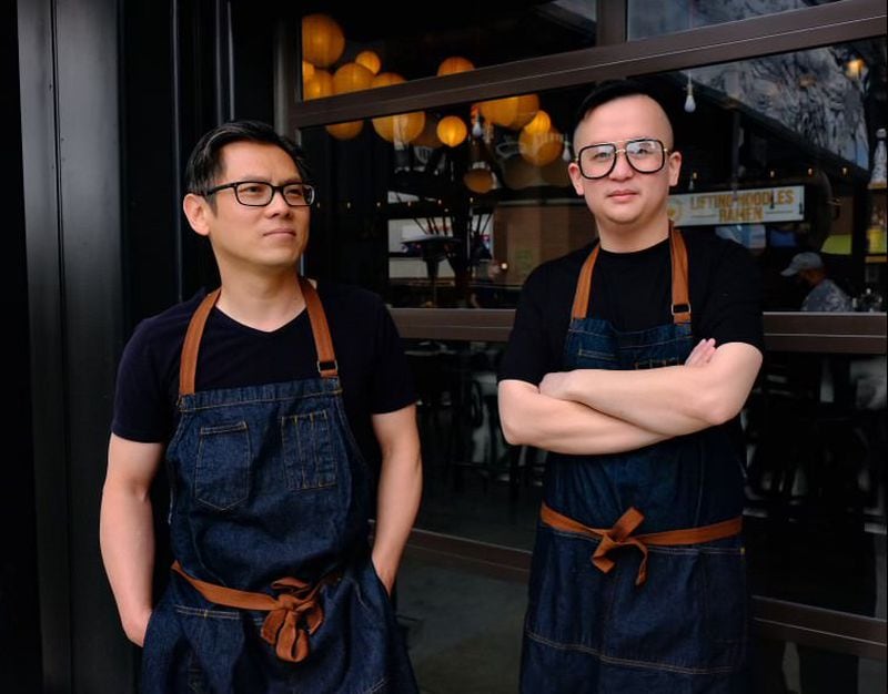 Seven Chan (right), who started Poke Burri with Ken Yu in Suki Suki food hall in East Atlanta, now has locations in Ph’East at The Battery, the Collective Food Hall at CODA in Midtown, Duluth and other cities in the South. (COURTESY OF SEVEN CHAN)