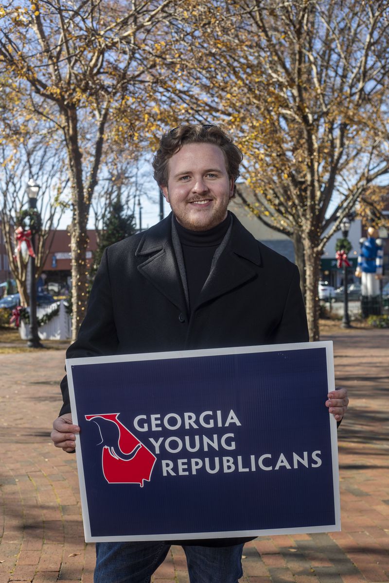 Colt Chambers, 25, is the statewide chairman of the Georgia Young Republicans. He first got involved in politics by knocking on more than 11,000 doors to support Donald Trump's run for president in 2016. (Alyssa Pointer / Alyssa.Pointer@ajc.com)