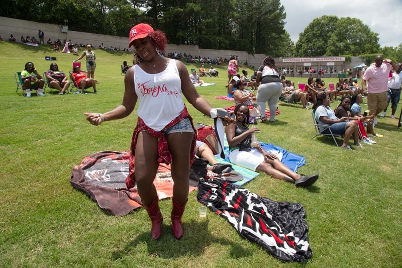 Kenyatta Sipp dances to the music on the lawn during FreakNik Atlanta ‘19 - The Festival at the Cellairis Amphitheatre at Lakewood on Saturday, June 22, 2019.  (Photo: STEVE SCHAEFER / SPECIAL TO THE AJC)
