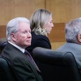 Claud “Tex” McIver (center) during the first day of jury selection in his December retrial that was promptly put on hold pending the state's appeal of an order restricting its evidence. The 81-year-old former attorney pleaded guilty Friday to a charge of involuntary manslaughter.
Miguel Martinez /miguel.martinezjimenez@ajc.com