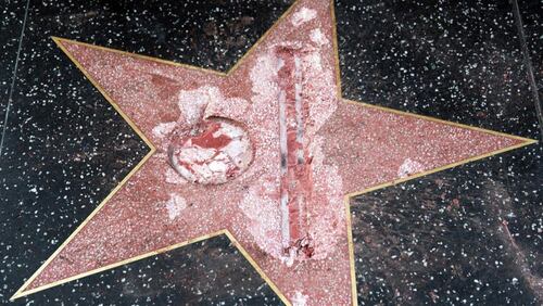 In October, Donald Trump's Hollywood star  was vandalized with a pickax and  a sledgehammer.