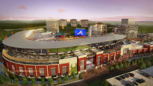 A rendering of SunTrust Park, the new home of the Atlanta Braves in Cobb County. (Courtesy of The Braves)