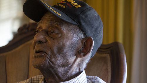 Private First Class Stephen Williams, 102, is shown during an interview at his home in Atlanta on Wednesday, Nov. 29, 2017. (CASEY SYKES, CASEY.SYKES@AJC.COM)
