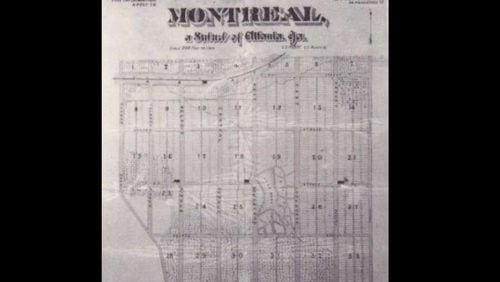 A map of the town of Montreal, which failed to develop in DeKalb County around the turn of the 20th century.