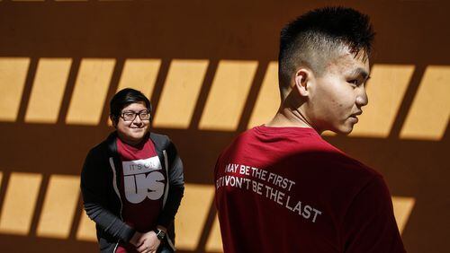 Tony Chau (right) and Julian Hernandez, who attend Claremont-McKenna College in California, are both “first generation” students. Neither was surprised to hear of the recent admissions scandal. ROBERT GAUTHIER / LOS ANGELES TIMES / TNS