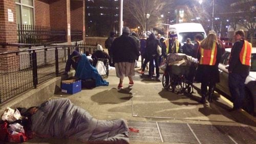 Outside the Gateway Center in downtown Atlanta as the annual homeless census is conducted.