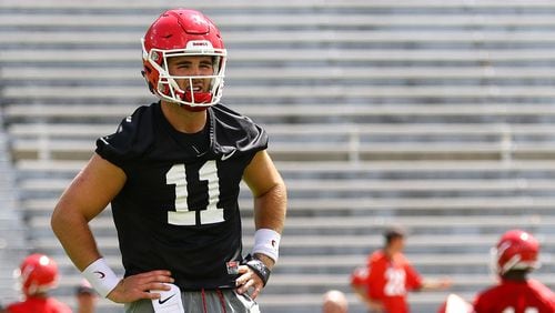 Georgia quarterback Jake Fromm has been wearing a brace over his non-throwing hand.