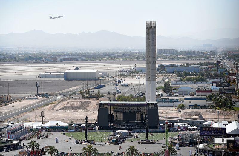  A plane takes off from McCarran International Airport near the site of the Route 91 Harvest country music festival in Las Vegas. (Photo by David Becker/Getty Images)