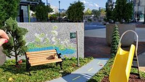 Livable Buckhead has collaborated with Tiny Doors ATL to create the “Big PATH, Tiny Parks” exhibit. The public is invited to view dozens of miniature parks on PATH400 and vote for their favorites Oct. 16-18. CONTRIBUTED