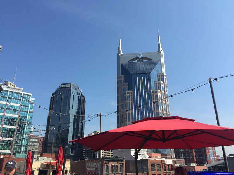 A view of downtown Nashville from the top of AJ's Good Time Bar.