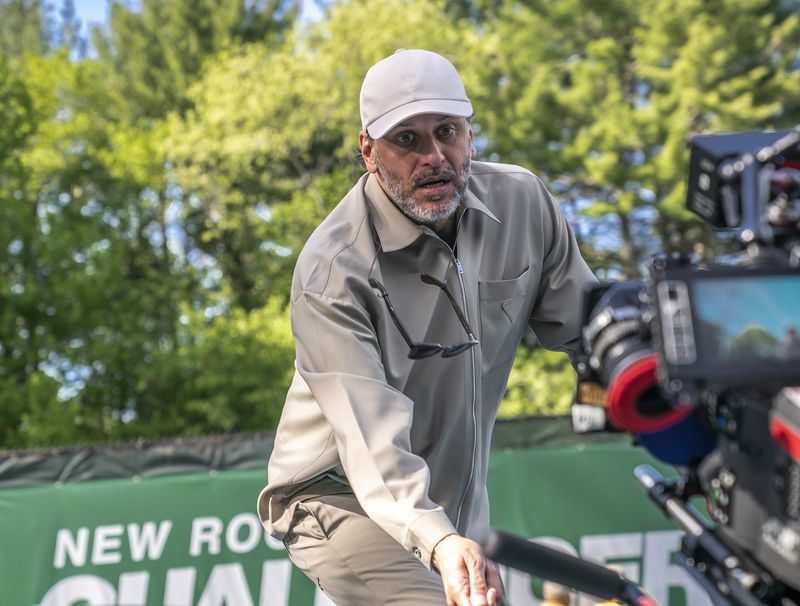 This image released by Metro Goldwyn Mayer Pictures shows director Luca Guadagnino on the set of "Challengers." (Metro Goldwyn Mayer Pictures via AP)