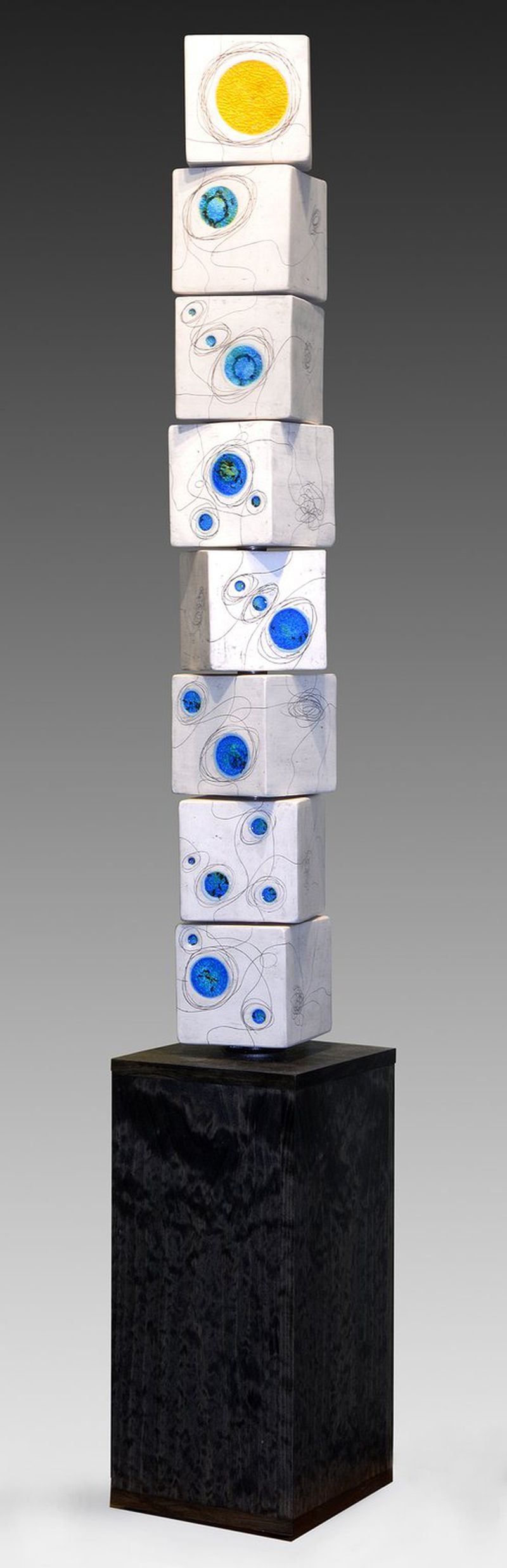 Ceramic artist Jeff Pender designs the blocks on his life-size totems to move independently from the other blocks.The interactive feature of Pender’s work allows you to be part of the creative process. (Contributed by JeffPender.com)