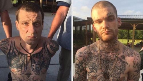 Two  inmates, Donnie Russell Row (left) and Ricky Dubose, accused of killing two Georgia correctional officers were captured in Tennessee Thursday after three days of being on the run from authorities. (Credit: WKRN-TV News 2)
