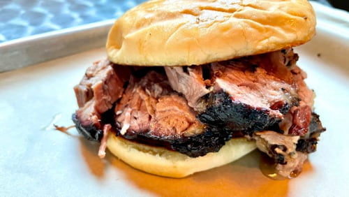 You can get a brisket sandwich at Moonie’s Texas BBQ. Angela Hansberger for The Atlanta Journal-Constitution