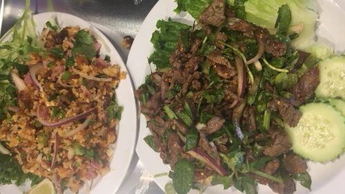 Larb Beef and Nam Khao from Snackboxe Bistro