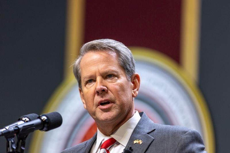 Gov. Brian Kemp turned a twist on his favorite “hardworking Georgians” phrase into a federal PAC to promote his causes nationally a few months ago. Now the Hardworking Americans PAC has a new forward-facing website. (Arvin Temkar/The Atlanta Journal-Constitution)
