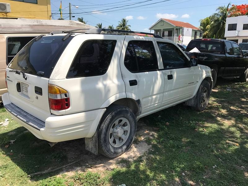 Francesca Matus’ Isuzu Rodeo was discovered abandoned in a sugar cane field near Corozal, Belize, after she and Drew DeVoursney were reported missing. The Isuzu has been relocated to a lot adjacent to the Corozal police station. JEREMY REDMON/jredmon@ajc.com