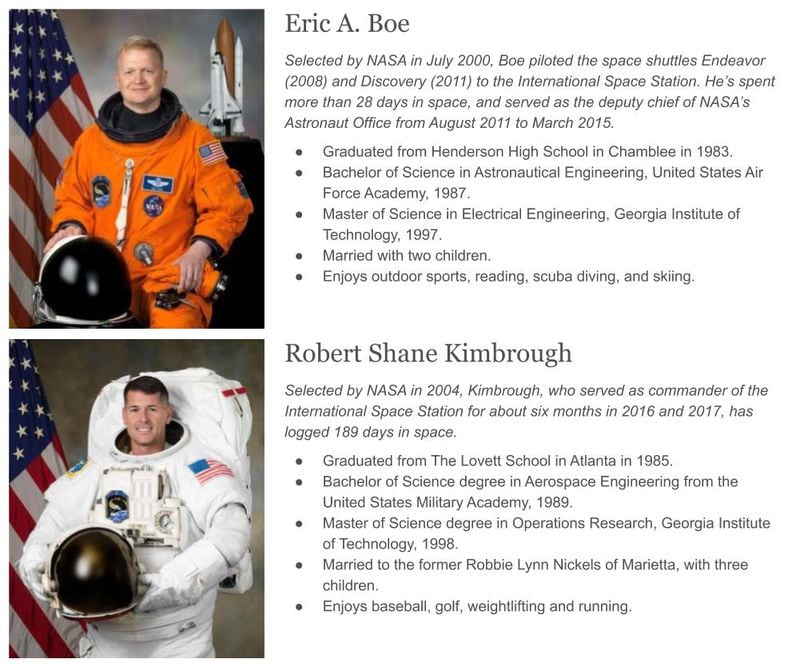 Georgia astronauts Eric Boe and Shane Kimbrough