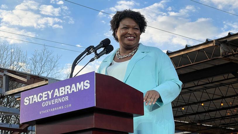 Stacey Abrams at her campaign kickoff in west Atlanta on March 14, 2022.