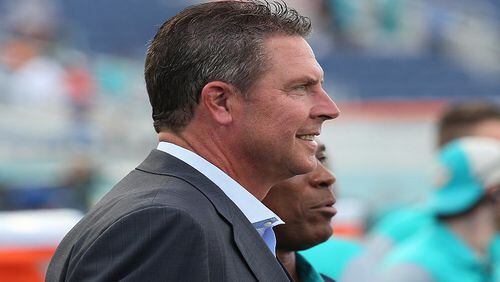 Dan Marino watches from the sidelines before the Miami Dolphins face the Atlanta Falcons in an NFL preseason game on August 25, 2016, at Camping World Stadium in Orlando, Fla. (Stephen M. Dowell/Orlando Sentinel/TNS)