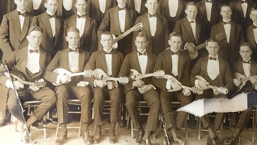 William Howell Kiser, first row, third from the left, played with the Yale mandolin orchestra in a photo from 1915. Photo: courtesy Kiser family
