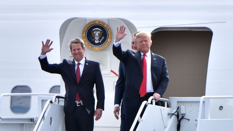 After winning reelection in November 2022, Gov. Brian Kemp, left, took a series of shots at former President Donald Trump as part of a feud that traces back to the 2020 presidential election. But he’s backed off as the former president has seemingly solidified his standing at the front of the GOP field of presidential candidates in 2024 in many state and national polls. HYOSUB SHIN / HSHIN@AJC.COM
