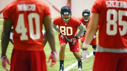 Tight end Levine Toilolo has not developed into a red zone threat. (Curtis Compton/CCompton@ajc.com).