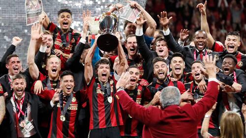 12/8/18 - Atlanta -  The Atlanta United soccer team plays the Portland Timbers for the MLS Cup, the championship game of the Major League Soccer League at Mercedes-Benz Stadium in Atlanta.  BOB ANDRES / BANDRES@AJC.COM