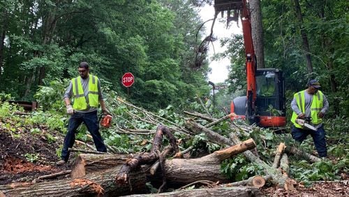 Public works crews in Peachtree City have been cleaning up fallen trees on roads and golf cart paths. Courtesy Peachtree City
