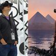 AJC reporter Rodney Ho (left) tries out the "Horizon of Khufu" immersive virtual reality experience and an image (right) of what a participant can see from inside the VR headset. ECLIPSO