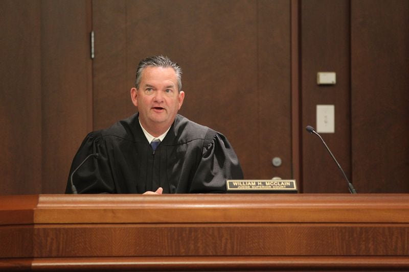 Superior Court Judge William McClain pronounces sentence for Jose Torres and Kayla Norton in Douglas County last week. (HENRY TAYLOR / HENRY.TAYLOR@AJC.COM)