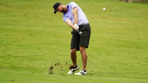 Dusty Drenth hitting his second shot at the tenth hole during the second round of stroke play at the 2017 U.S. Mid-Amateur at Capital City Club in Atlanta, Ga. on Monday, Oct. 9, 2017. (Copyright USGA/Chris Keane)