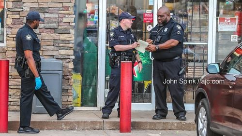 Atlanta police investigated the stabbing Tuesday morning at an Exxon station on McDonough Boulevard.