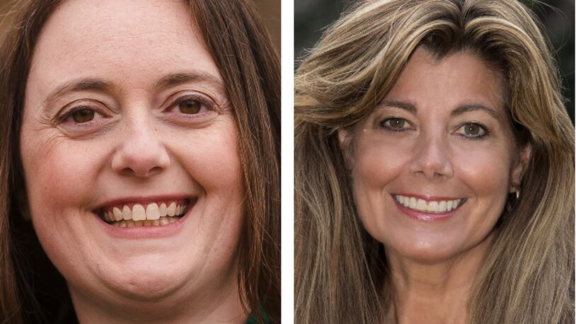 A composite image of Maggie Goldman, left, and Bridget Thorne, right, both of whom are running for the Fulton County Commission's District 1 seat. (Photo provided by the candidates)