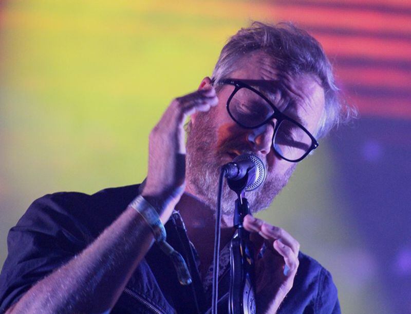  Ben Berninger, frontman for The National, shares an emotive moment at Shaky Knees Music Festival at Atlanta's Central Park on May 6, 2018. Photo: Melissa Ruggieri/AJC