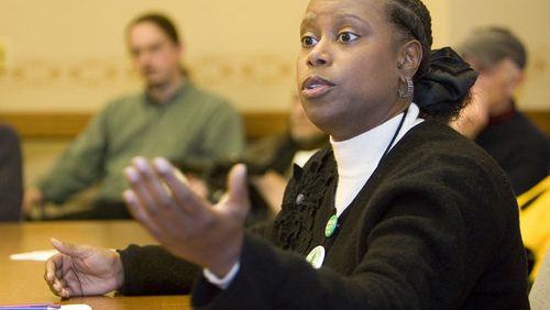 Cynthia McKinney, a former Georgia congresswoman, talks at a news conference Tuesday, Dec. 11, 2007, in Madison, Wis., where she was seeking the nomination of the Green Party for president. McKinney was released from Israeli custody Monday after being detained there since June 30 along with other members of the Free Gaza Movement.