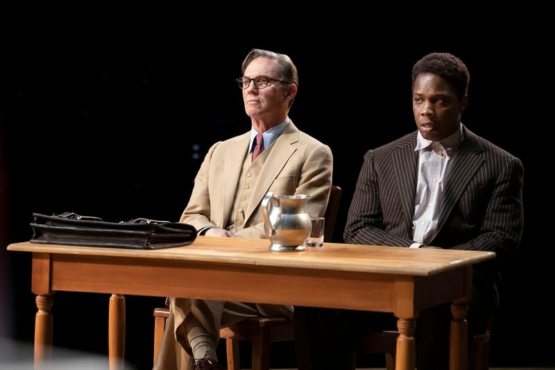 Richard Thomas is Atticus Finch and Yaegel T. Welch is Tom Robinson in “To Kill a Mockingbird,” a new stage version based on Harper Lee’s classic novel. 
(Courtesy Julieta Cervantes)