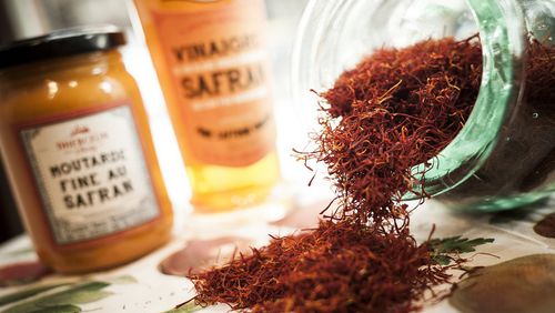 Saffron and saffron-based products at Thiercelin, a spice store, in Paris, Sept. 9, 2015. Amid wild speculation and moves to protect its quality, Saffron is more prized than ever. (Ed Alcock/The New York Times)