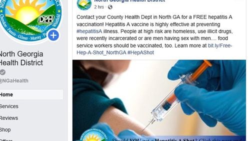 This is one of the social media posts Georgia’s Department of Public Health used in beating back, so far, a Hepatitis A outbreak that made its way into the state. The population at risk is often transient and shy of contact with government. (Photo courtesy of Georgia Department of Public Health)