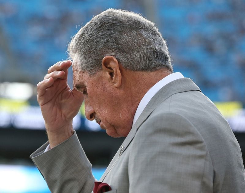 CHARLOTTE: Falcons owner Arthur Blank reacts on the sidelines as the Panthers beat the Falcons 38-0 in a football game on Sunday, Dec. 13, 2015, in Charlotte. Curtis Compton / ccompton@ajc.com
